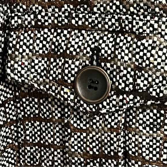 Chicos Blazer Coat Women Brn Tweed Plaid Button Band Collar Pocket Structure Sz3 - Picture 7 of 12